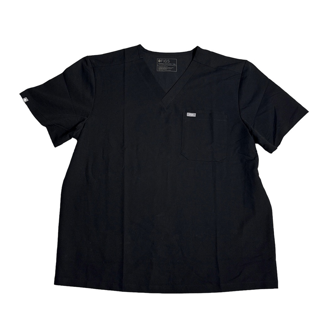 FIGS TECHNICAL COLLECTION Men's Leon Black Medical Short Sleeve Scrub Top XXL